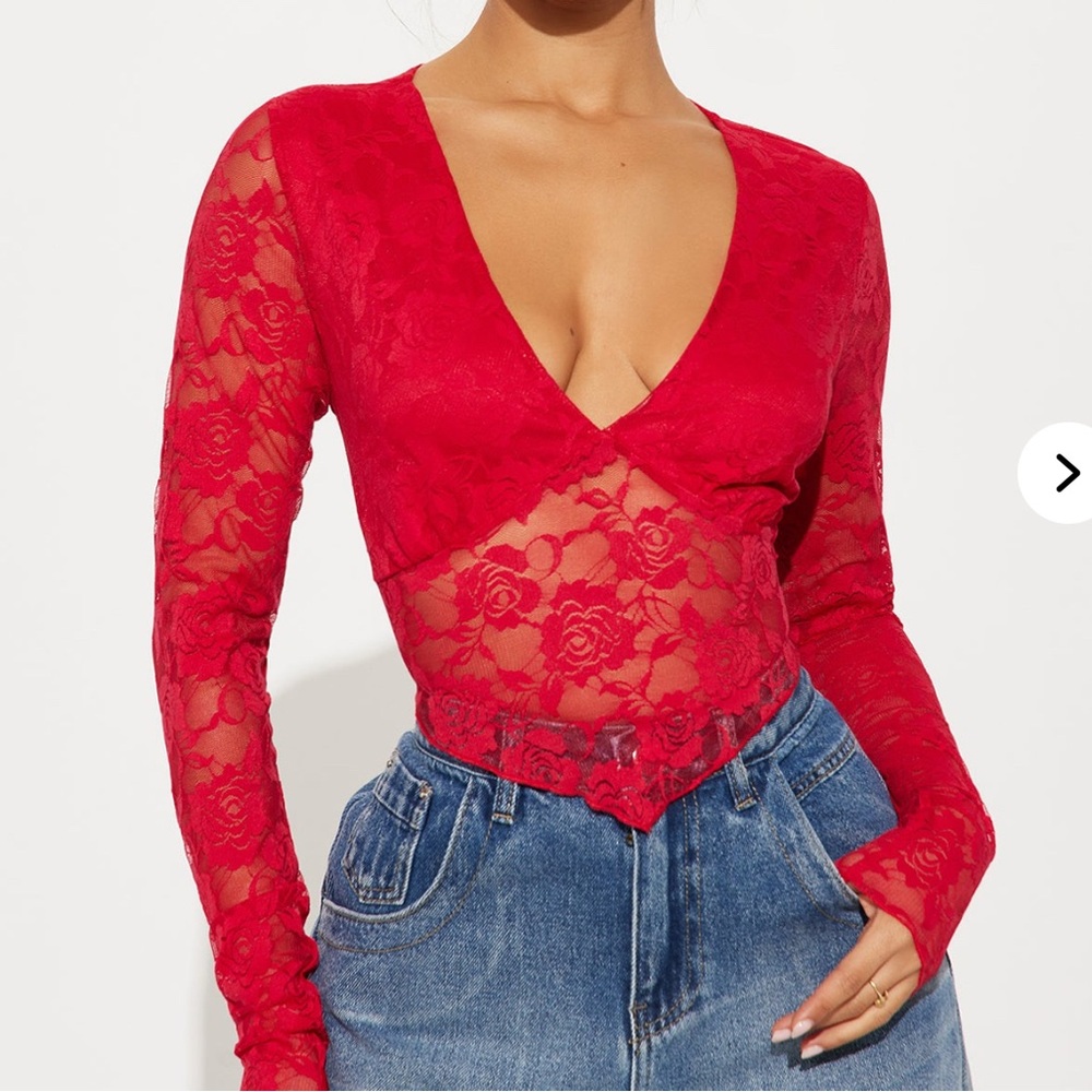Fashion Nova Red Lace Top
